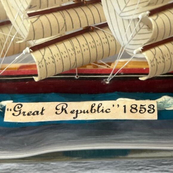 Vintage "Great Republic 1853" Ship In Bottle Handmade In England - Picture 3 of 13